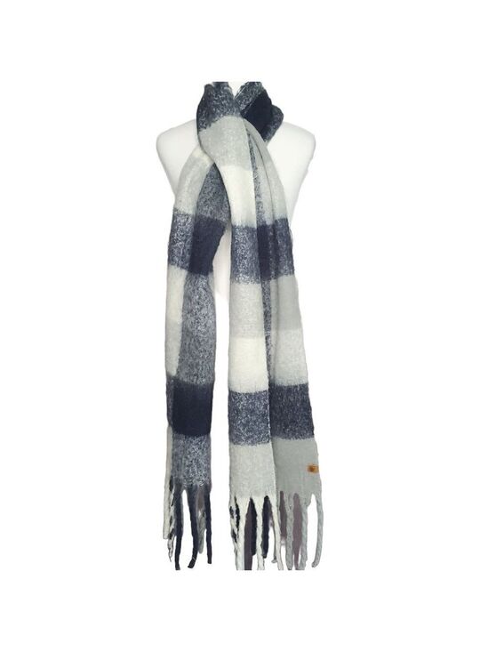 Frye & Co. Accessories - FRYE & Co. Black White Checked Fringe Warm Fuzzy Soft Cozy Knit Scarf 80 x 27